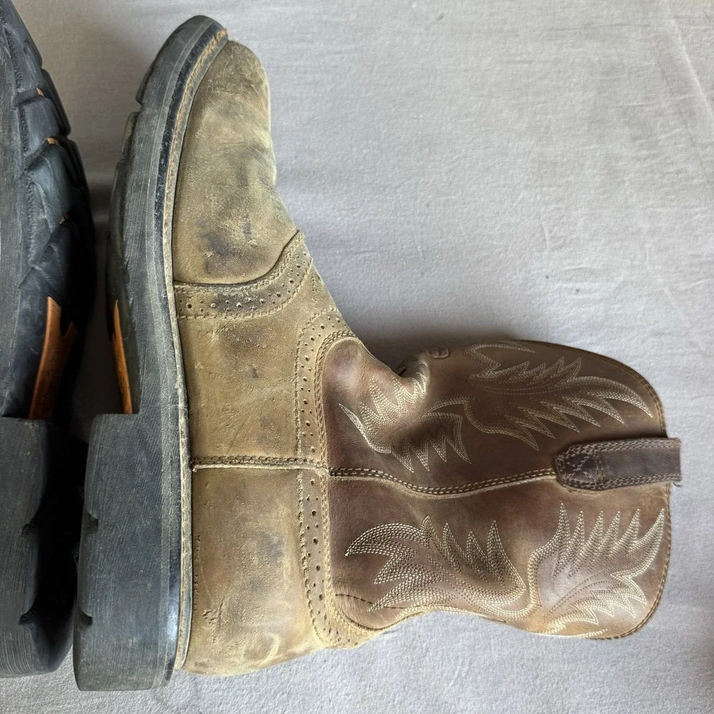 Size 11.5 - ARIAT SIERRA AGED BARK LEATHER STEEL TOE WESTERN WORK BOOTS 10010134